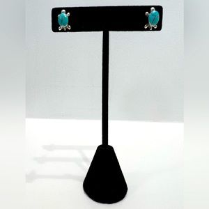 Zuni Turquoise Inlaid Post Sterling Silver Earrings